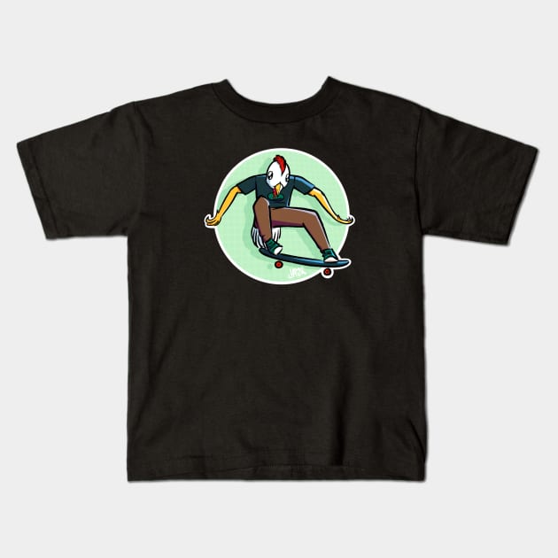 Skate Chicken Kids T-Shirt by jastinamor